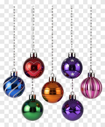 Colorful Christmas Ornaments Hanging PNG