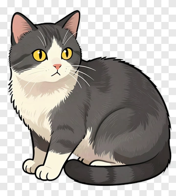 Gray And White Cat Sitting PNG