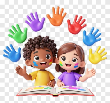Children With Colorful Handprints PNG