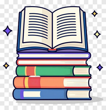 Open Book On Top Of Book Stack PNG