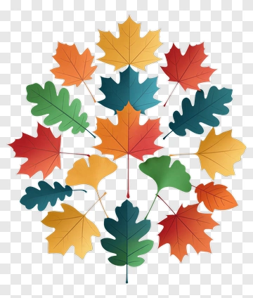 Colorful Paper Leaves In Circular Pattern PNG