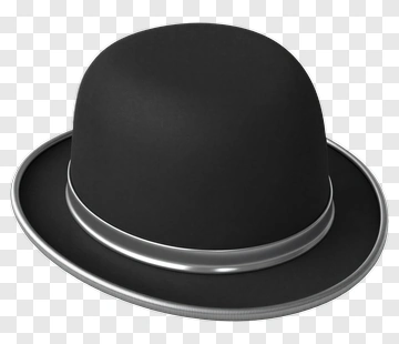 Black Bowler Hat With Silver Band PNG