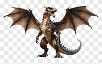 Detailed Dragon With Spread Wings PNG