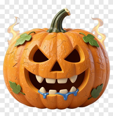 Scary Jack-o-lantern With Fire And Teeth PNG
