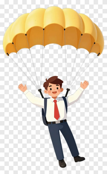 Man Parachuting With Joyful Expression PNG