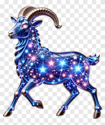 Zodiac Goat With Starry Pattern PNG
