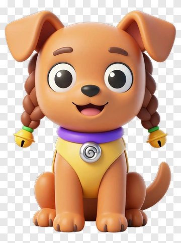 Cartoon Dog With Braided Pigtails PNG