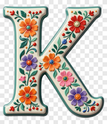 Decorative Floral Letter K PNG