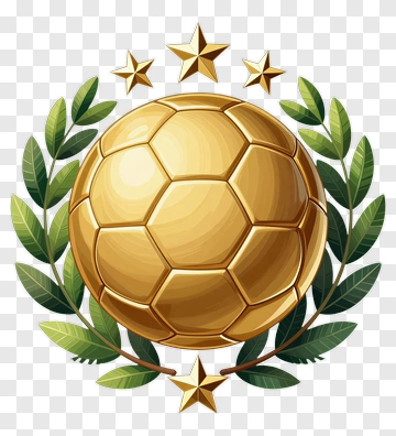 Golden Soccer Ball With Laurel Wreath And Stars PNG