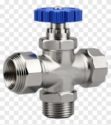 Metal Valve With Blue Handle PNG
