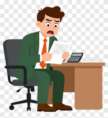 Surprised Office Worker Reading Paper PNG