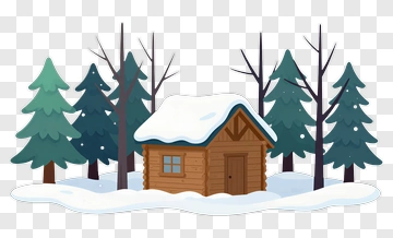 Cozy Log Cabin In Winter Forest PNG
