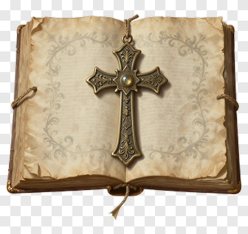 Open Book With Ornate Cross PNG