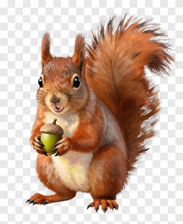 Red Squirrel Holding Acorn PNG