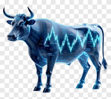 Digital Bull Symbolizing Market Trends PNG