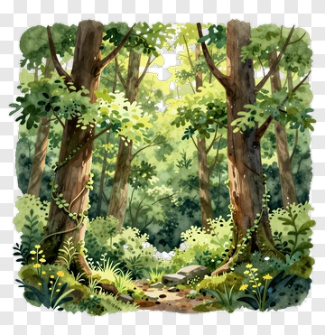 Watercolor Forest Path PNG