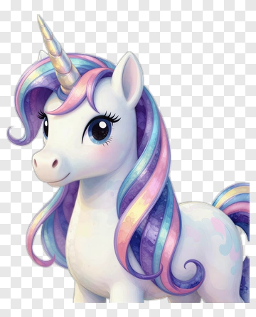 Cute Unicorn With Rainbow Mane PNG