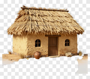 Thatched House In Desert Setting PNG