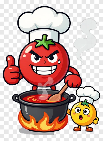 Tomato Chef And Orange Helper PNG