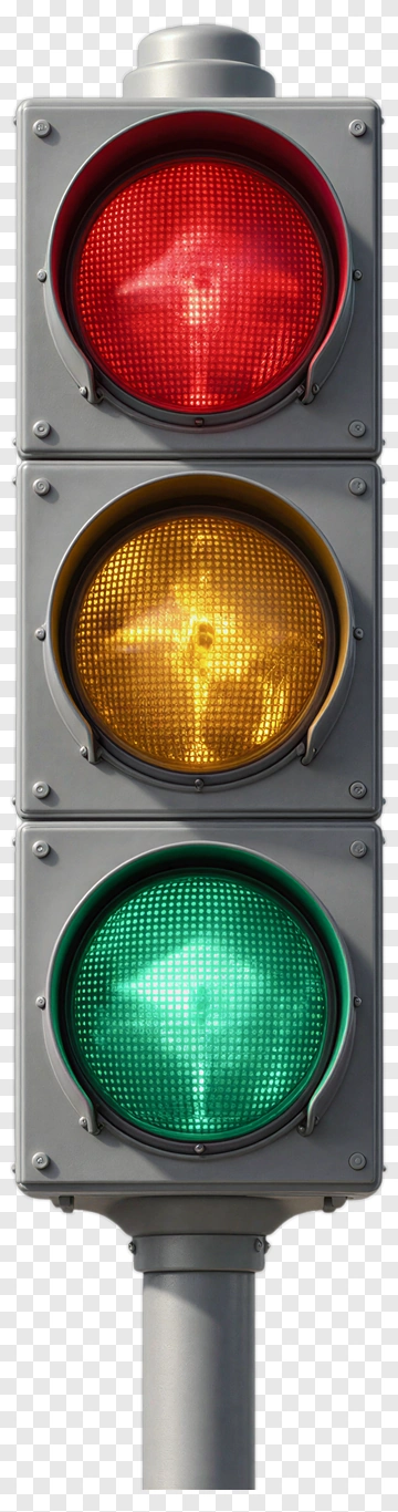 Traffic Light With Red Yellow And Green Lights PNG