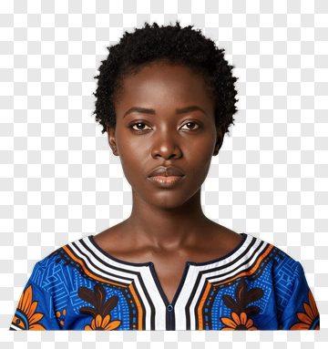 Serious African Woman In Vibrant Dress PNG