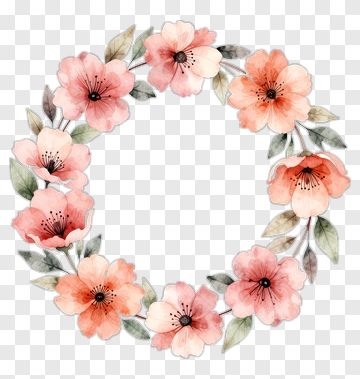Watercolor Flower Wreath PNG