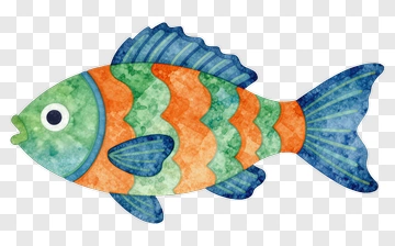 Colorful Watercolor Fish PNG