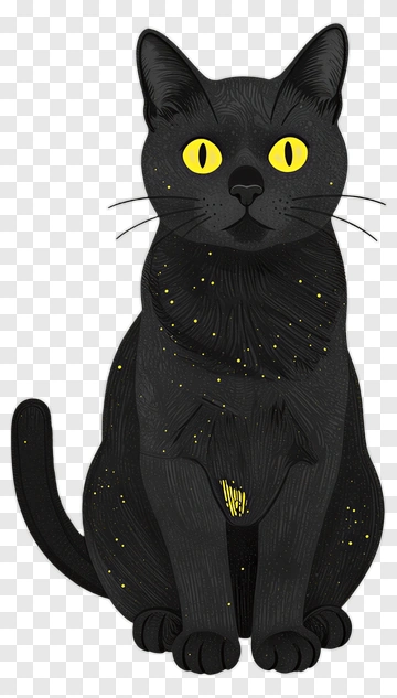 Black Cat With Yellow Eyes PNG