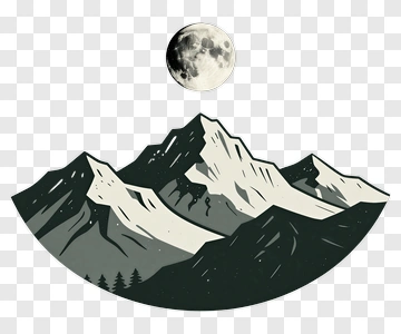 Mountain Range With Moon PNG