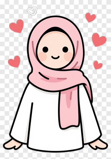 Cartoon Woman Wearing Pink Hijab PNG