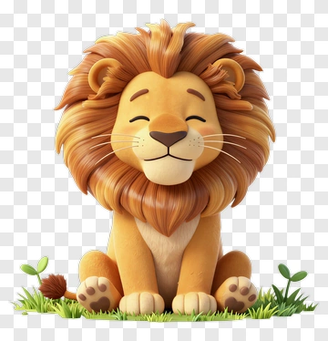 Cute Cartoon Lion Sitting PNG