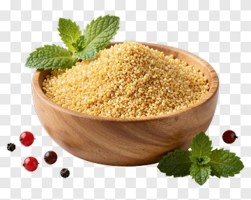 Quinoa In Wooden Bowl With Mint And Berries PNG