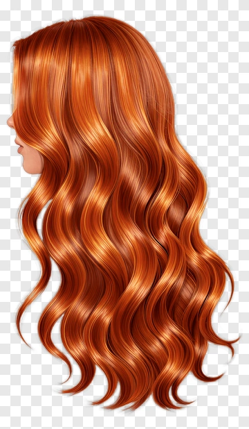 Profile Of A Woman With Long Red Hair PNG
