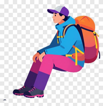 Hiker Sitting On Rock PNG