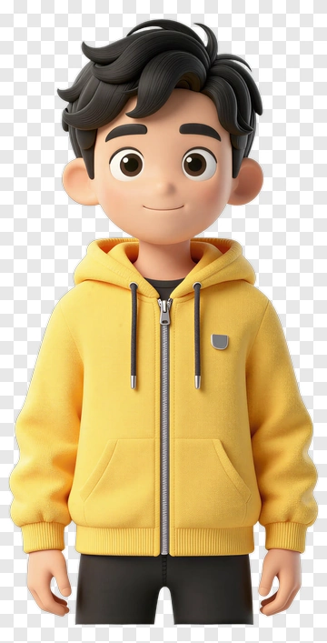 Cartoon Boy In Yellow Hoodie PNG
