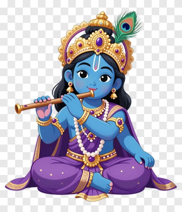 Blue Krishna Playing Flute PNG