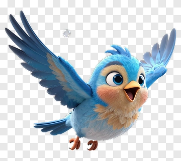 Blue Bird Flying With Bubbles PNG
