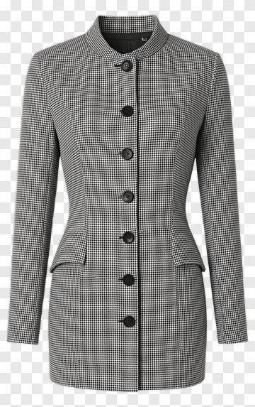 Gray Houndstooth Coat With Black Buttons PNG