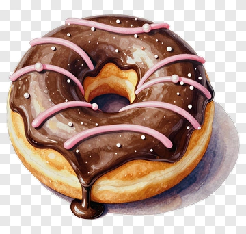 Chocolate Donut With Pink Icing PNG