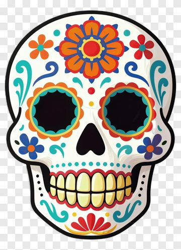 Decorated Skull With Floral Patterns PNG