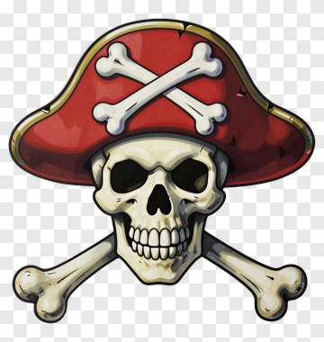 Pirate Skull With Red Hat PNG