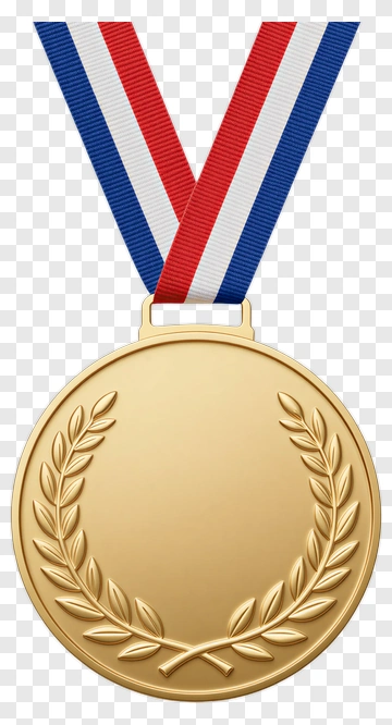 Gold Medal With Red White Blue Ribbon PNG