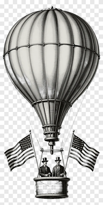 Hot Air Balloon With Two Men PNG