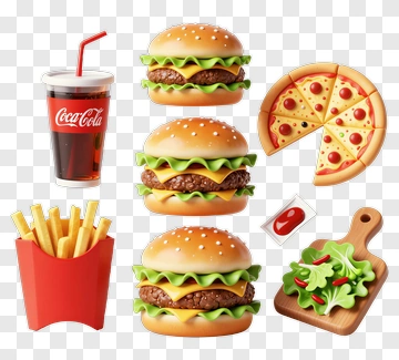 Fast Food Meal Set PNG