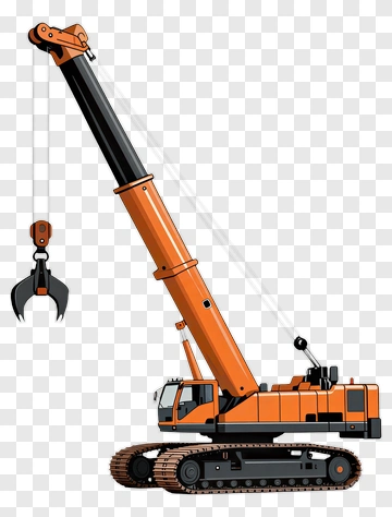 Orange Construction Crane PNG