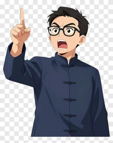 Excited Man Pointing Upward PNG