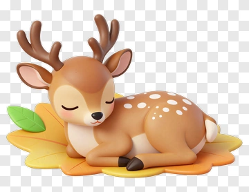 Sleeping Fawn On Leaf PNG