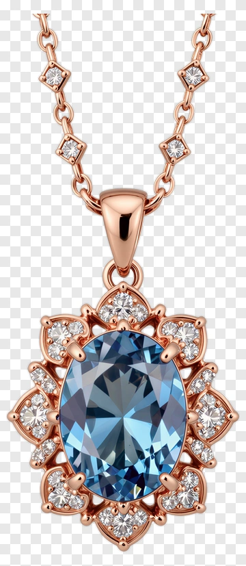 Blue Gemstone Pendant Necklace PNG
