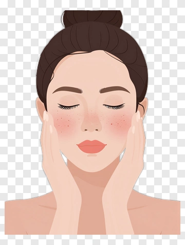 Woman Gently Holding Her Face PNG