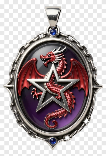 Red Dragon On Star Pendant PNG